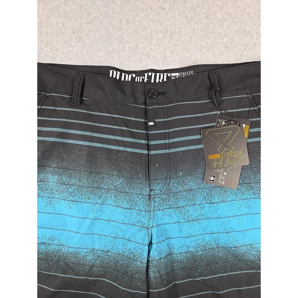 Ring Of Fire Board Shorts Mens Size 36 ‎ Sea And Sun Swim Short Blue Unlined NEW